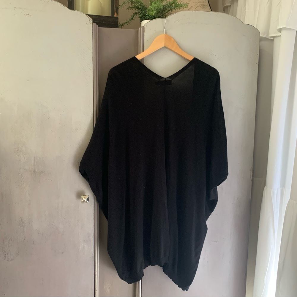 Orb Black Open Front Merino Wool Blend Sweater Kimono - Picture 5 of 7